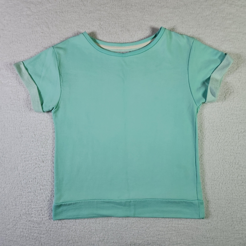 Zara Trafaluc Womens Short Sleeve Sweatshirt Small Aqua Heavyweight T-shirt Tee